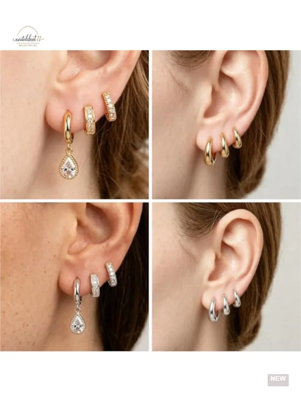 14K Gold Plated Chunky Hoop Earrings Set Hypoallergenic Huggie Hoops
